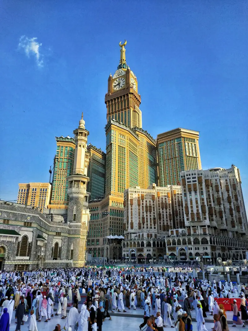 The Makkah Clock Tower rising above Masjid al-Haram