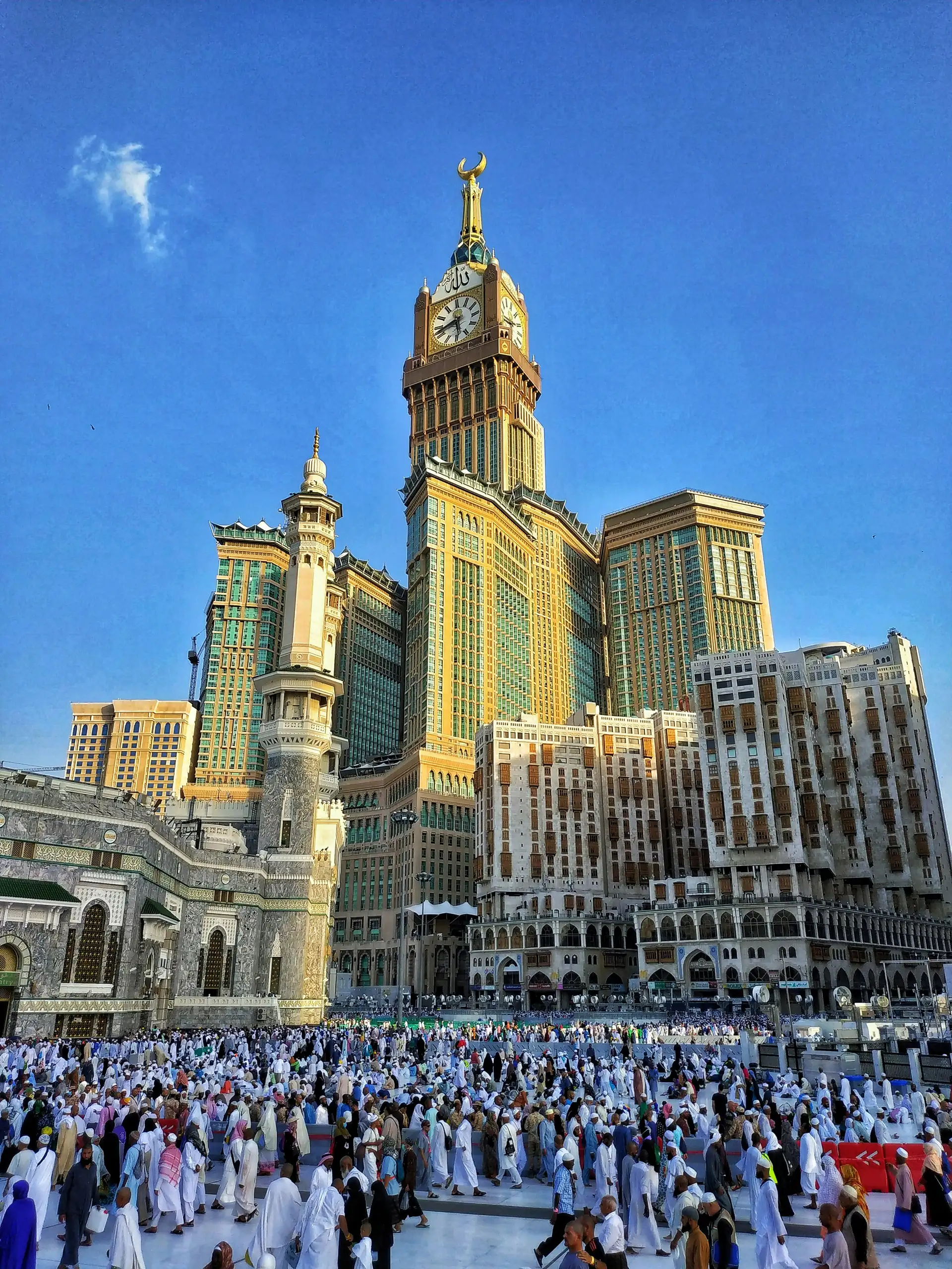 The Makkah Clock Tower rising above Masjid al-Haram